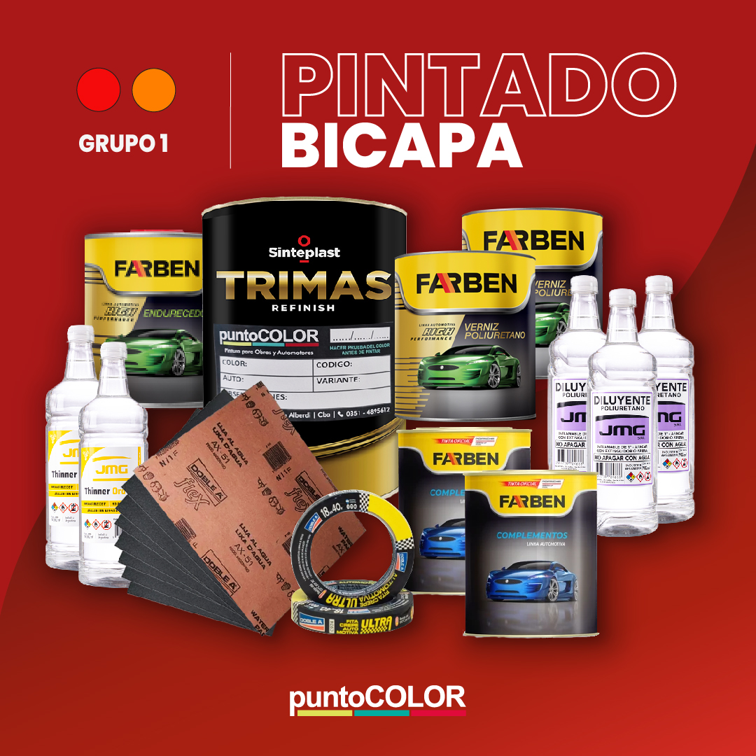 Combo Automotor - PINTADO BICAPA (PERLADO ROJO) AUTO COMPLETO - Imagen 2